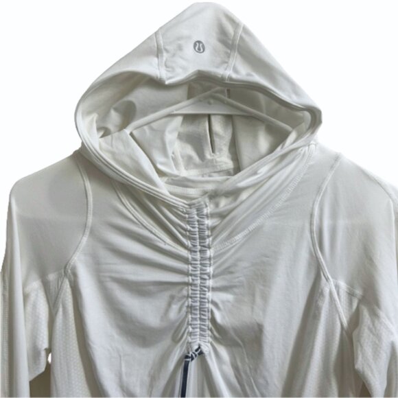 Lululemon Run Pace Setter Pullover Hoodie White Long Sleeve Thumbholes Size 4 - Picture 2 of 12